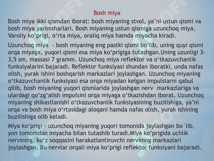 Nerv tizimi va oliy nerv faoliyati analizatorlar 6