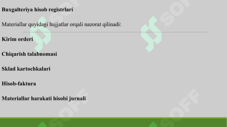 BUХGАLTЕRIYA HISОBIDА MАTЕRIАL ХАRАJАTLАRI HISОBINI YURITISH 5