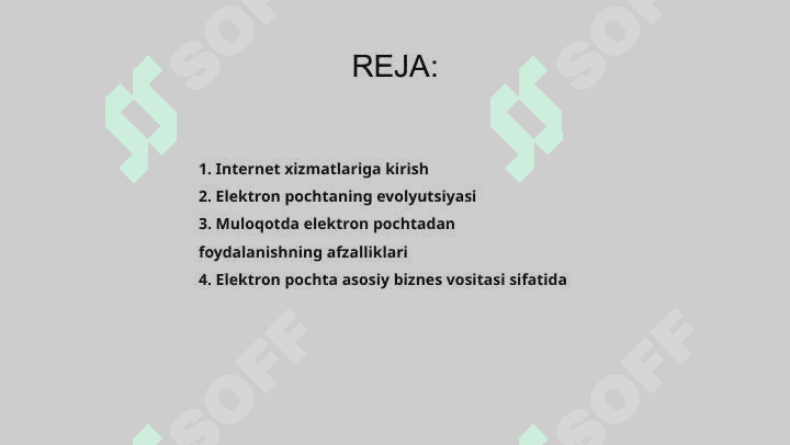 Internet xizmatlari. Elektron pochta bilan ishlashning ahamiyati 2
