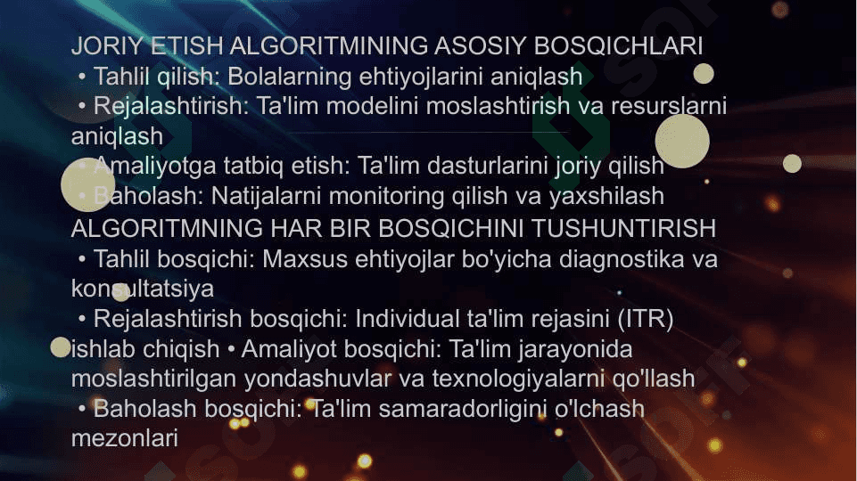 Rivojlanish muammolari bo'lgan bolalar uchun inklyuziv ta'limni keng ta'limiy amaliyotiga joriy etish algoritmlari 2