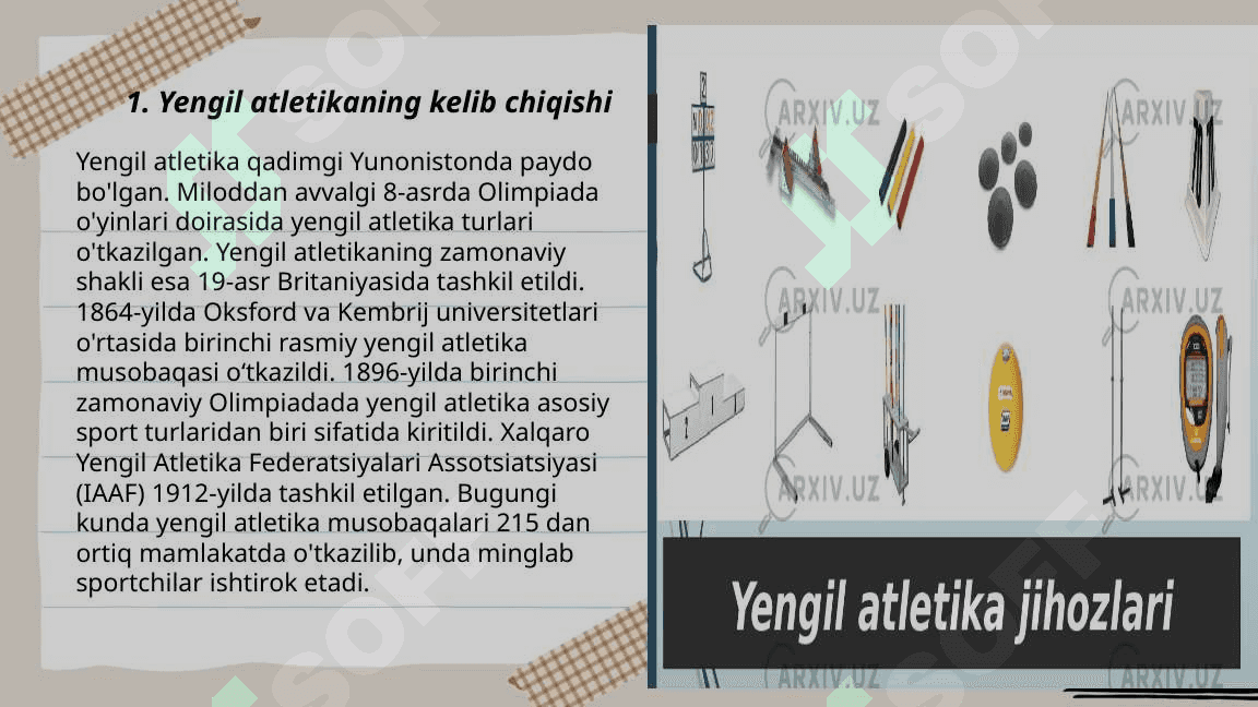 Yengil atletika sport turining tarixi va umumiy tasnifi 3