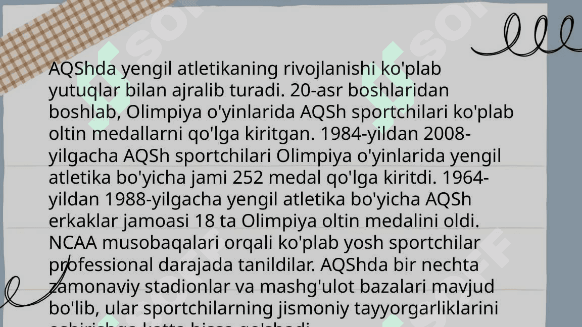 Yengil atletika sport turining tarixi va umumiy tasnifi 7