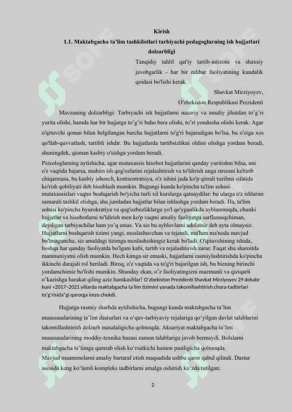MAKTABGACHA TA’LIM TASHKILOTLARI TARBIYACHI PEDAGOGLARNING ISH HUJJATLARI 2