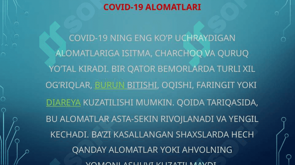 KORONAVIRUS (COVID-19) KASALLIGI 5