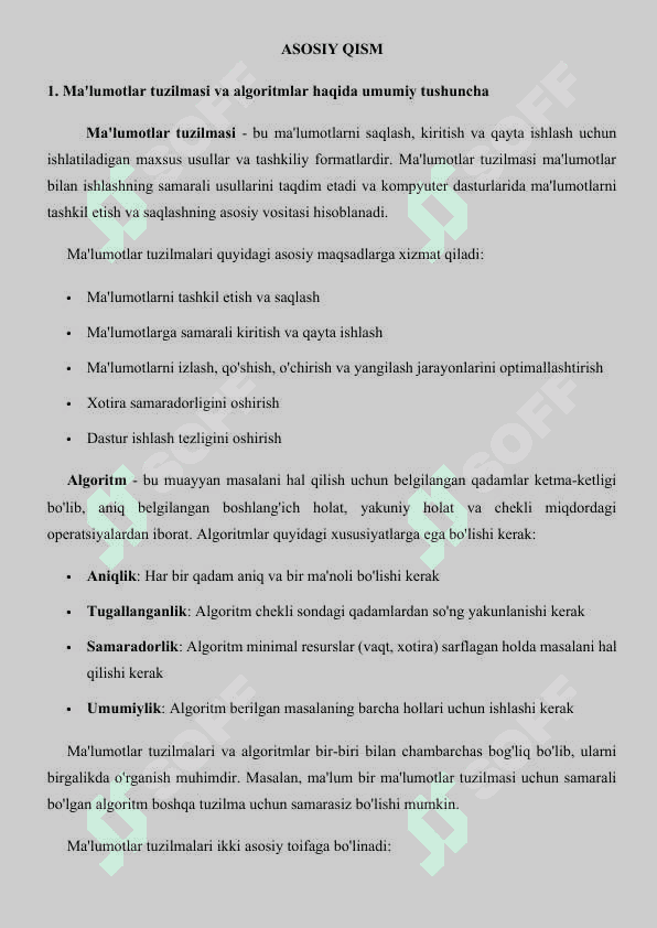 Kurs ishi: Algoritmlar va ma'lumotlar tuzilmasi 4