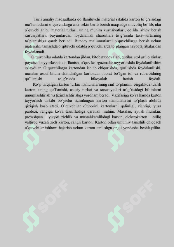 Qog‘oz va kartondan amaliy ishlarni tashkil etish metodikasi. 8