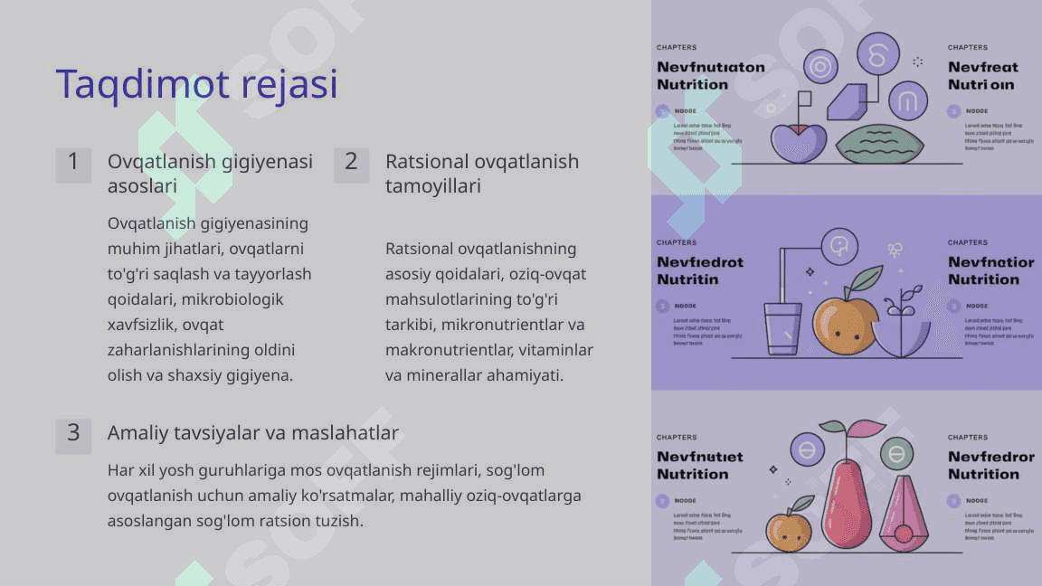 Ovqatlanish gigiyenasi va ratsional ovqatlanish asoslari 2