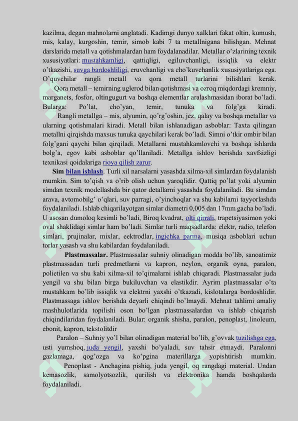 Turli xil materiallardan amaliy darslarni tashkil etish metodikasi. 2