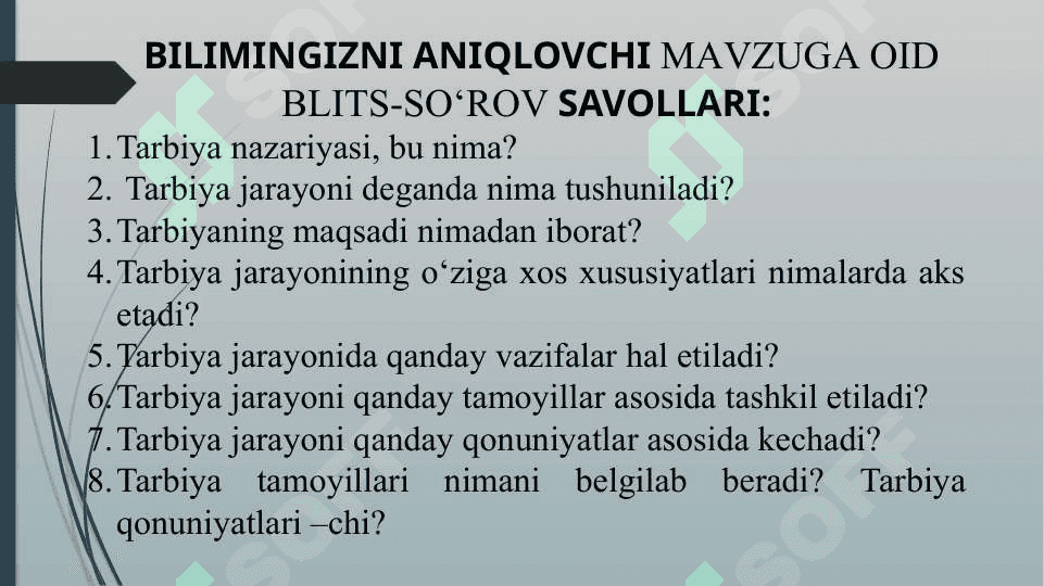 PEDAGOGIK JARAYONDA TARBIYANING MAZMUNI 3