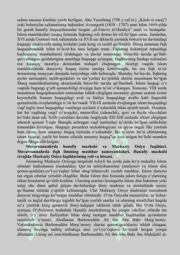 Markaziy Osiyo tarixida Xanafiya mazhabining o‘rni. 3