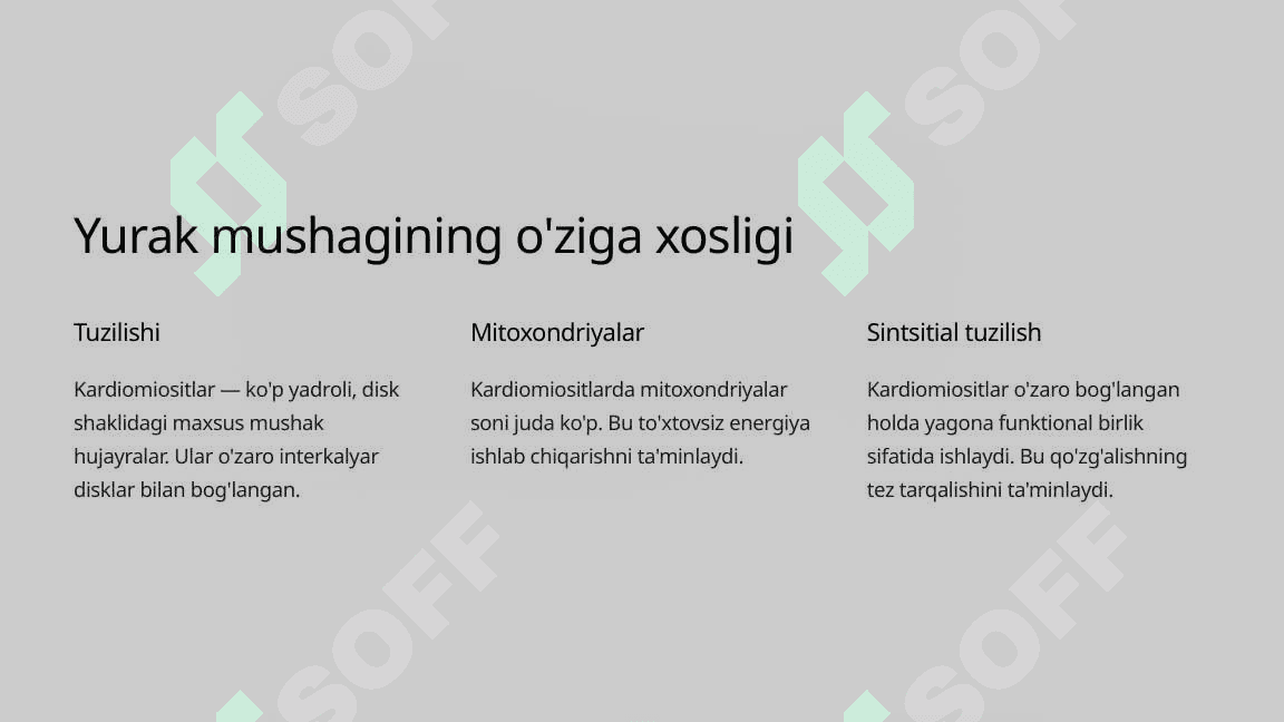 Yurak mushagining fiziologik xossalari 3
