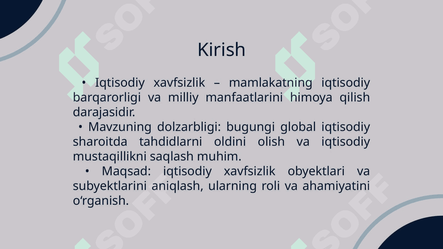 Iqtisodiy xavfsizlik obyektlari va subyektlari 3