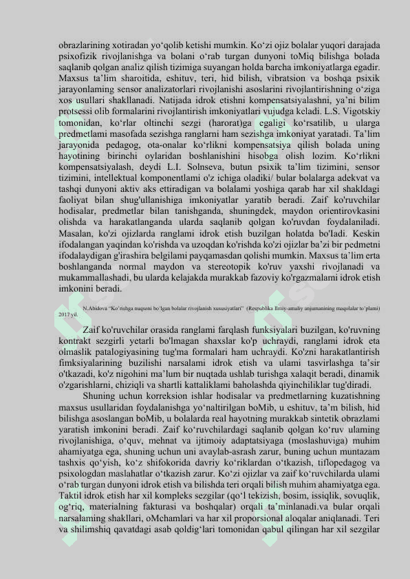 Koʻrishida nuqsoni boʻlgan bolalar favoziy  tasavvuri 7