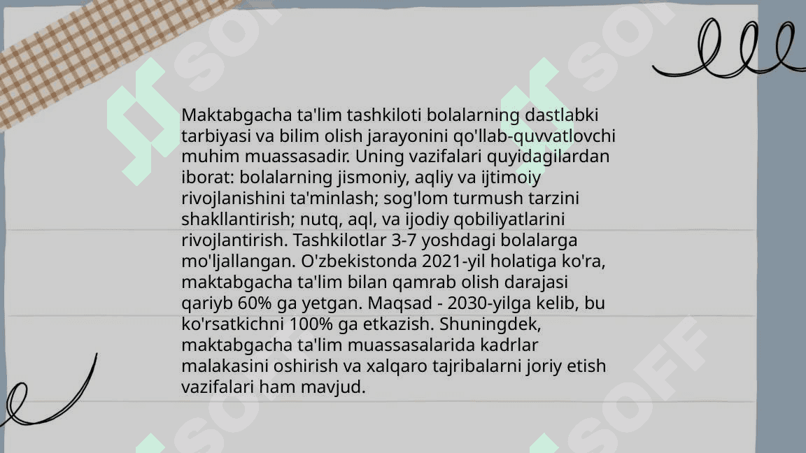 Maktabgacha ta'limni tashkiloti va ularni tashkil etish 4