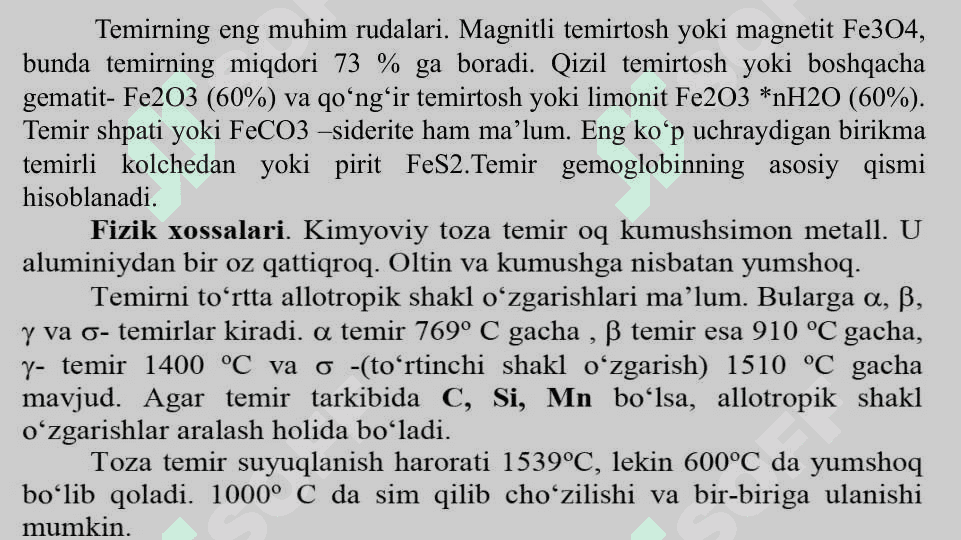 8-10-GURUH ELEMENTLARI. Temir birikmalari. Kobalt va uning birikmalari. Nikel va uning birikmalari 4