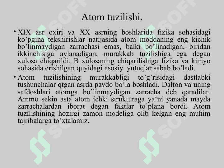 Atom tuzilishi. Bor nazariyasi. Atomdagi elektron holatlar. Kvant sonlar 2