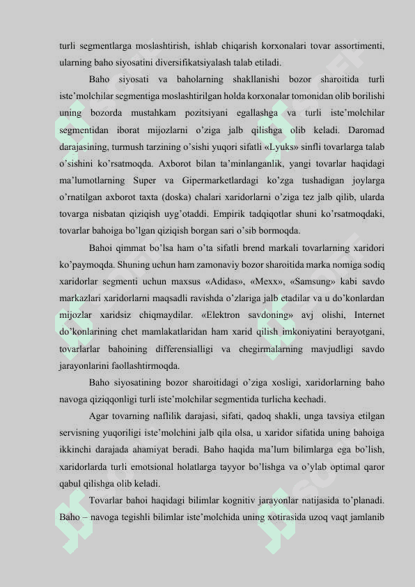 Korxonaning baho siyosati 8