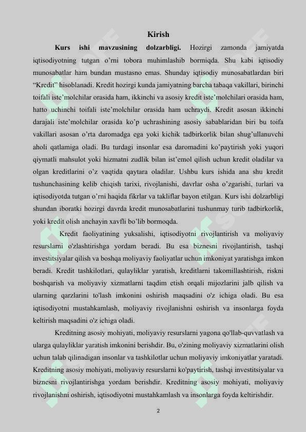 Kredit va uning hozirgi zamon shakllari 2
