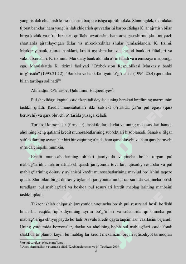 Kredit va uning hozirgi zamon shakllari 6