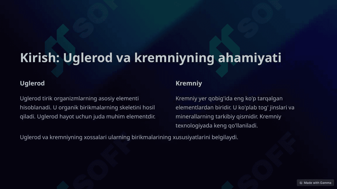 Uglerod va kremniyning birikmalari va xossalari 2