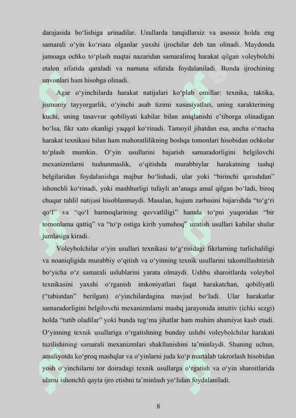 SPORT TAYYORGARLIGI GURUHLARI VA TAYYORGARLIK JARAYONINI REJALASHTIRISH 8