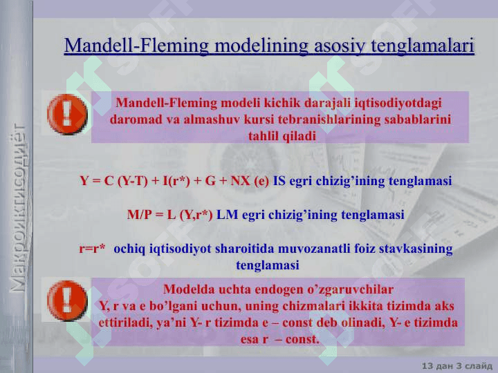 KICHIK DARAJALI OCHIQ IQTISODIYOT Mandell – Fleming modeli 3