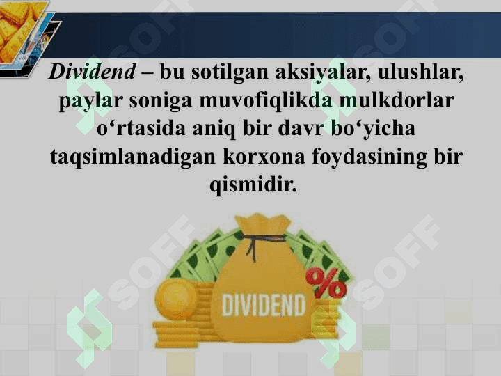 Dividend siyosati va ichki moliyalashtirish 3