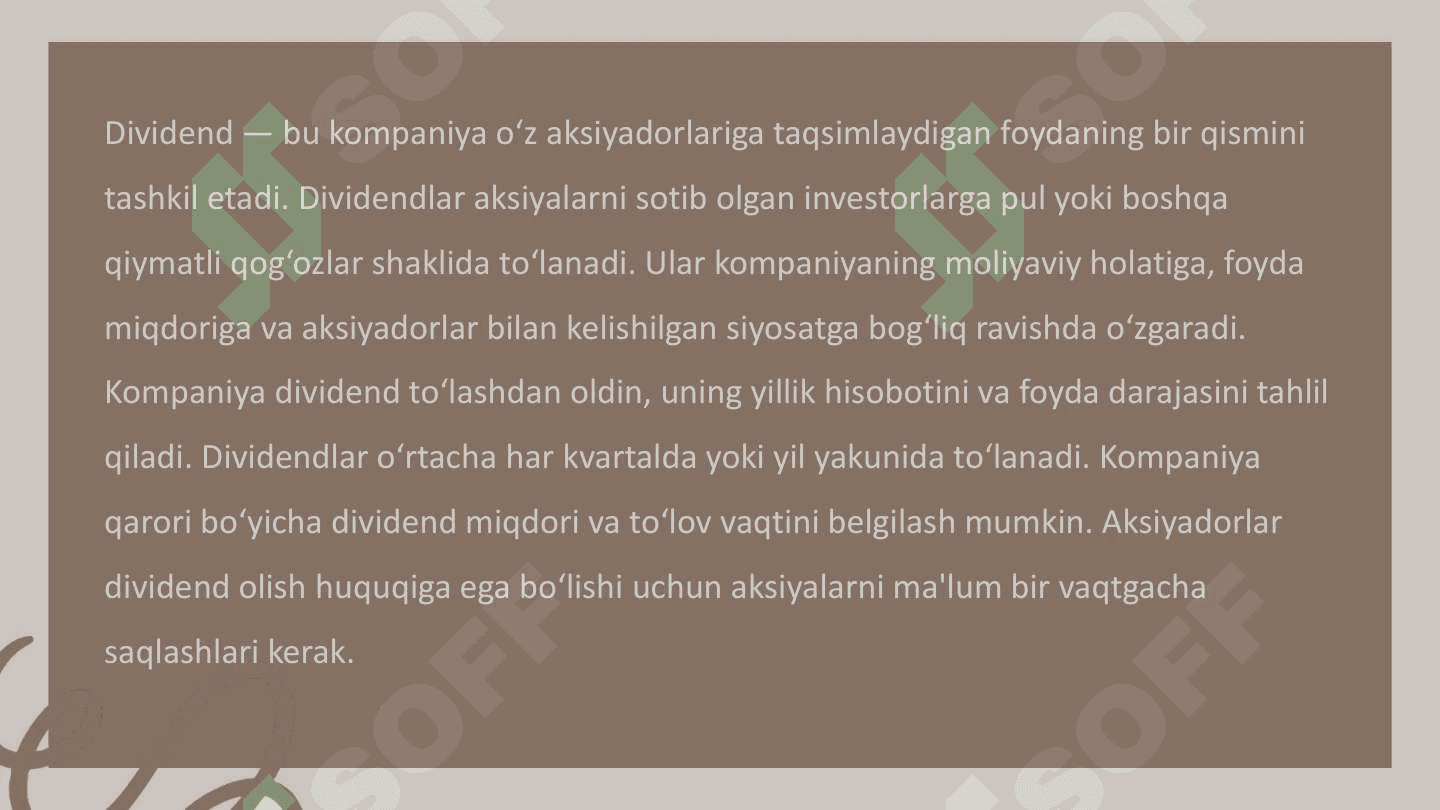 Dvident tushunchasi 2