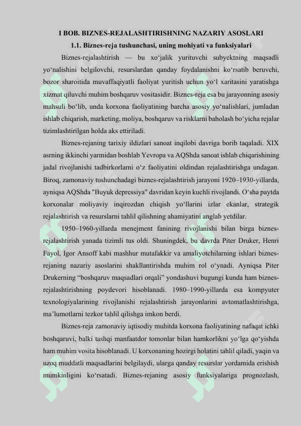 Korxona faoliyatida biznes - rejalashtirish 5