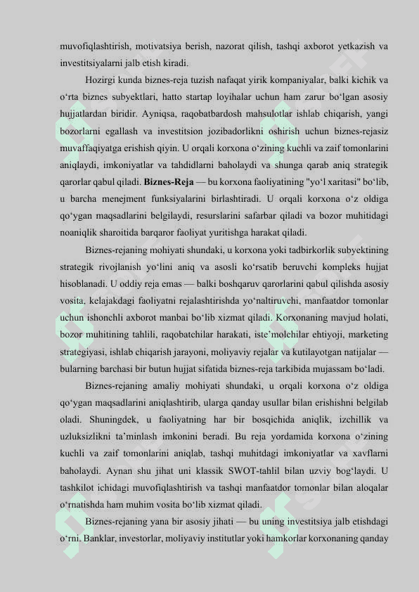 Korxona faoliyatida biznes - rejalashtirish 6