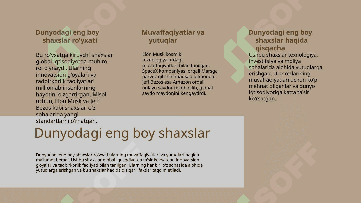 Dunyoning top 10 ta eng boy shaxslari haqida 2