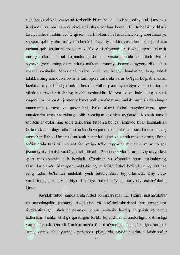 DASTLABKI O’RGATISH BOSQICHIDAGI FUTBOLCHILARNI JISMONIY SIFATLARINI TAYYORLASH 6