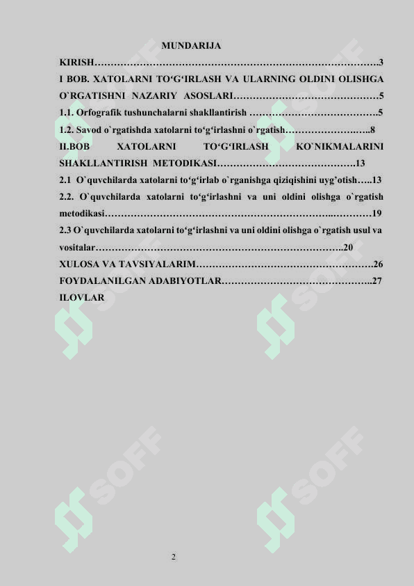 Xatolarning oldini olish metodikasi 2
