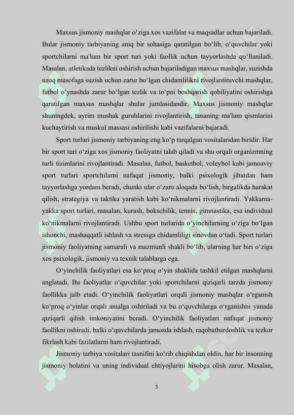 Jismoniy tarbiyaning vositalari. 5