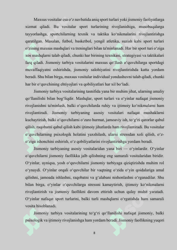 Jismoniy tarbiyaning vositalari. 8