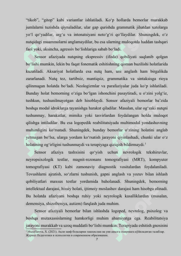 Akustik-gnostik sensor afaziyani bartaraf etish texnologiyasi 7