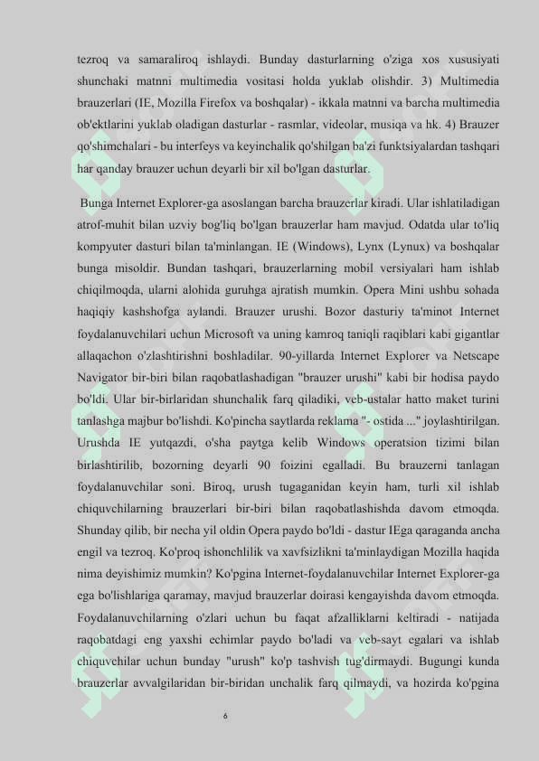 INFORMATIKA FANLARINI  O‘QITISHDA INTERNET BRAUZERLARDAN FOYDALANISHNING O‘RNI VA AHAMIYATI 6
