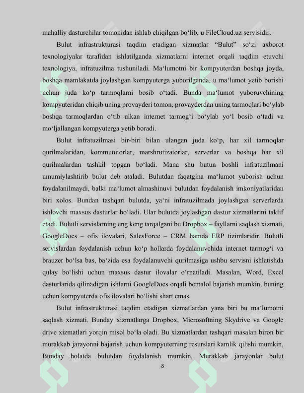 Bulutli texnologiyalar va ularni oʻquv jarayonida qoʻllash 8