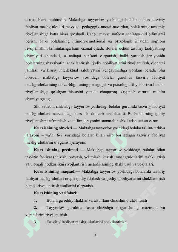 Maktabga tayyorlov yoshidagi bolalar guruhida tasviriy faoliyat mashg‘ulotlari 4
