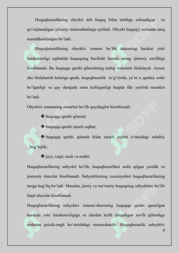 Huquqbuzarlik tushunchasi va turlari 7