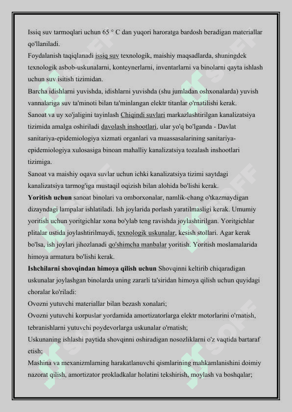 SHIFOXONANING OSHXONA ISH TARTIBI BILAN TANISHISH, TARQATMA, PARXEZ STOLLARI. PARXEZ STOLLARINI TUZISH VA BUYURISH 3