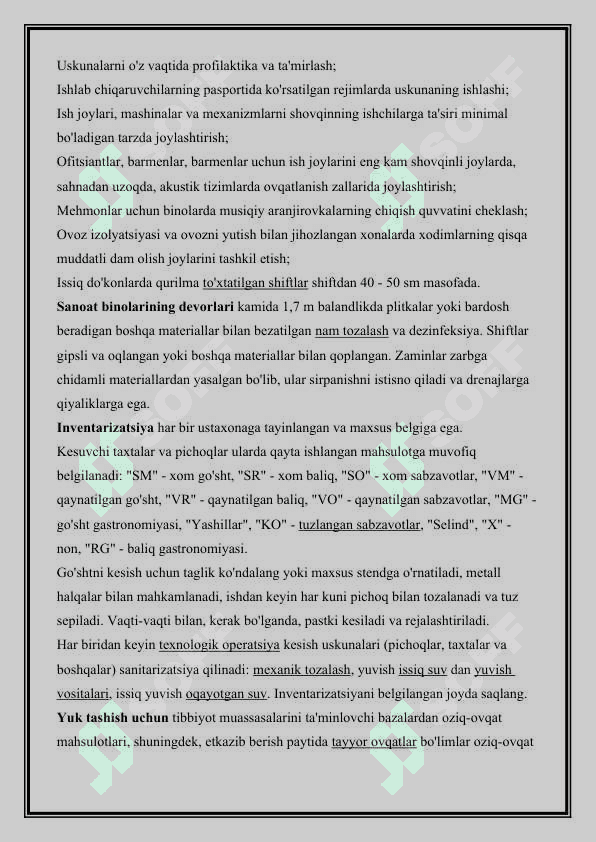 SHIFOXONANING OSHXONA ISH TARTIBI BILAN TANISHISH, TARQATMA, PARXEZ STOLLARI. PARXEZ STOLLARINI TUZISH VA BUYURISH 4