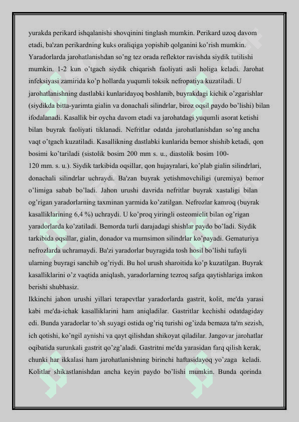Jarohatlanganlarda ichki a’zolar kasalliklarini davolash va oldini  olishda terapevtlarning maqsad va vazifalari 4