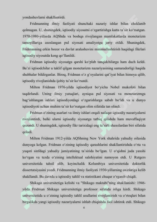 m.fridmen monetarizm nazariy oqimining  asoschisi 6