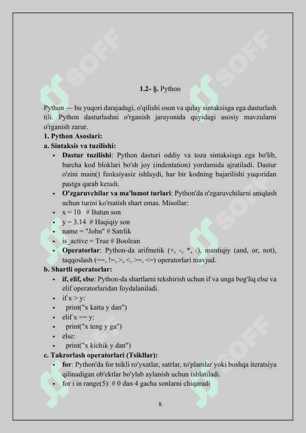 Dasturlash tillarini o’qitish metodikasi 8