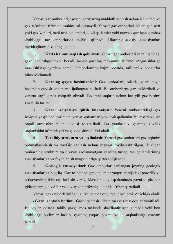 Yerosti gaz omborlarining asosiy xususiyatlari va tuzilishi 8