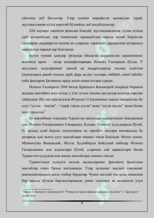 Turkistonda jadidchilik xarakati jadidlarning davlatchilik g‘oyalari 8