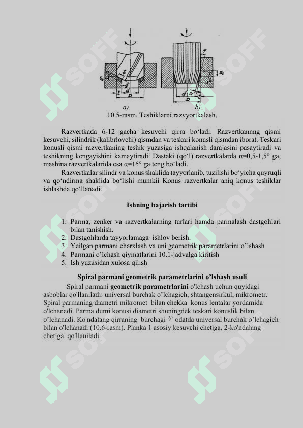 Parma, Zenker, razvertkalarning tuzilishi va qo‘lLanilishi 4