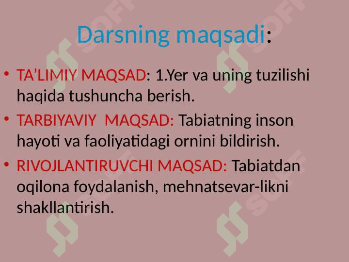 Yer sayyora. Yer yuzasining tuzilishi 2