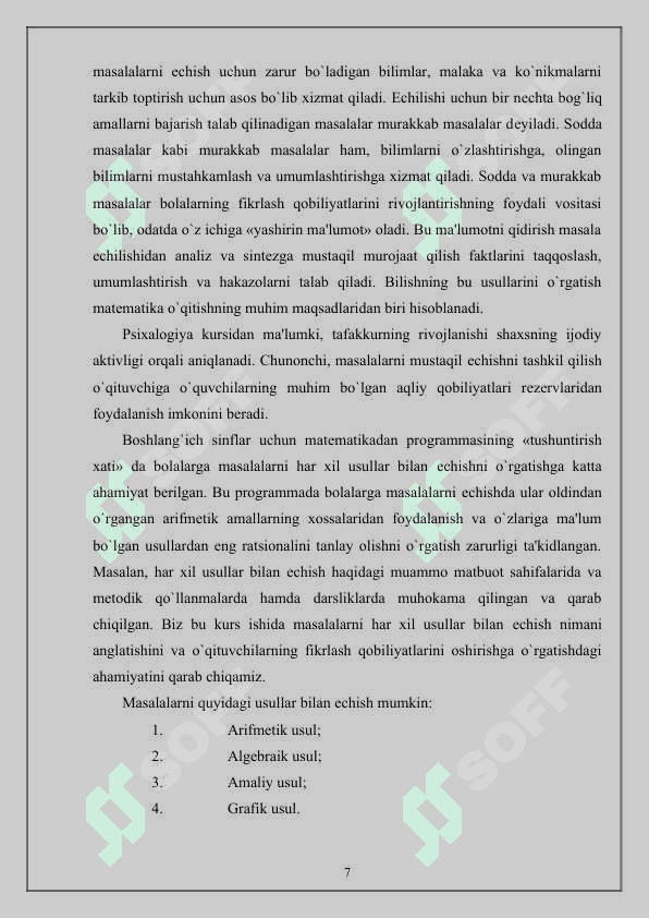 O`quvchilarda masala yechish uquvini shakllantirish 7